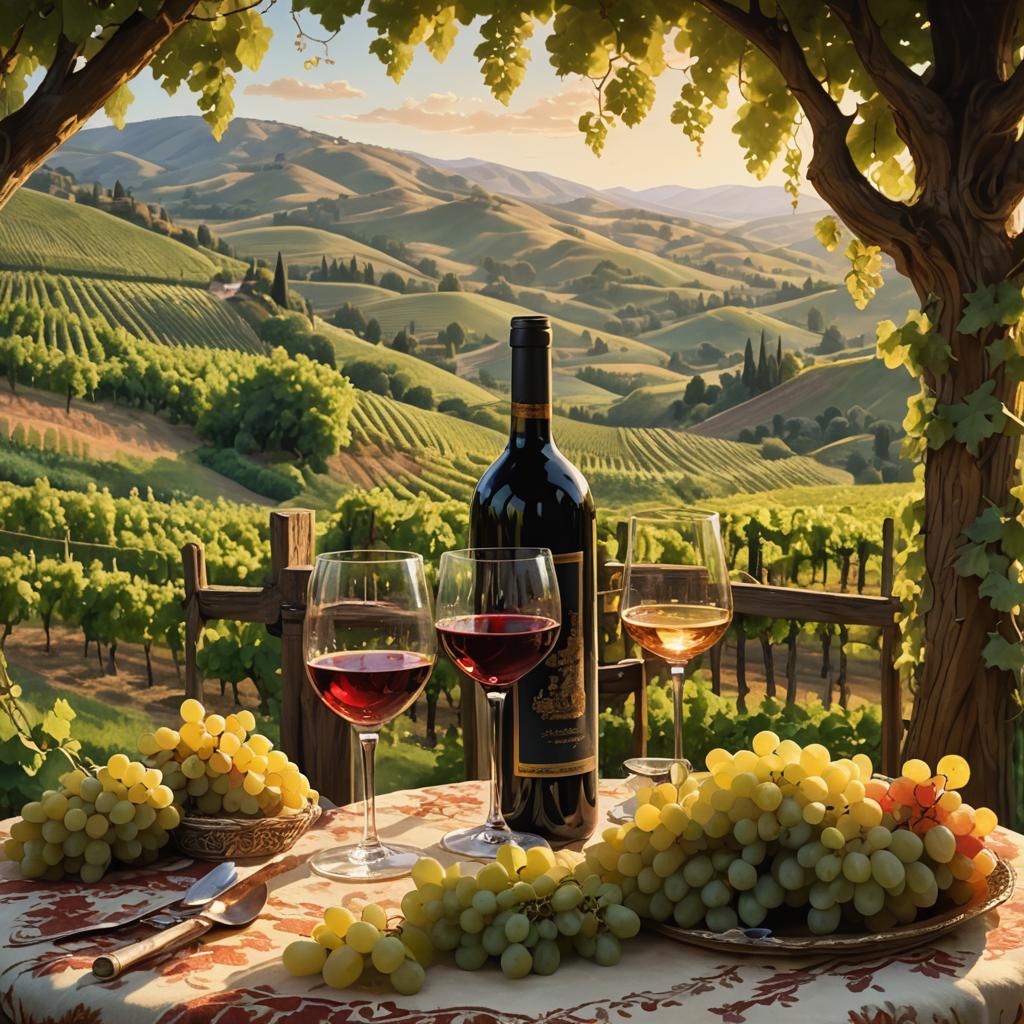 summer setting outside wine and glasses on a table